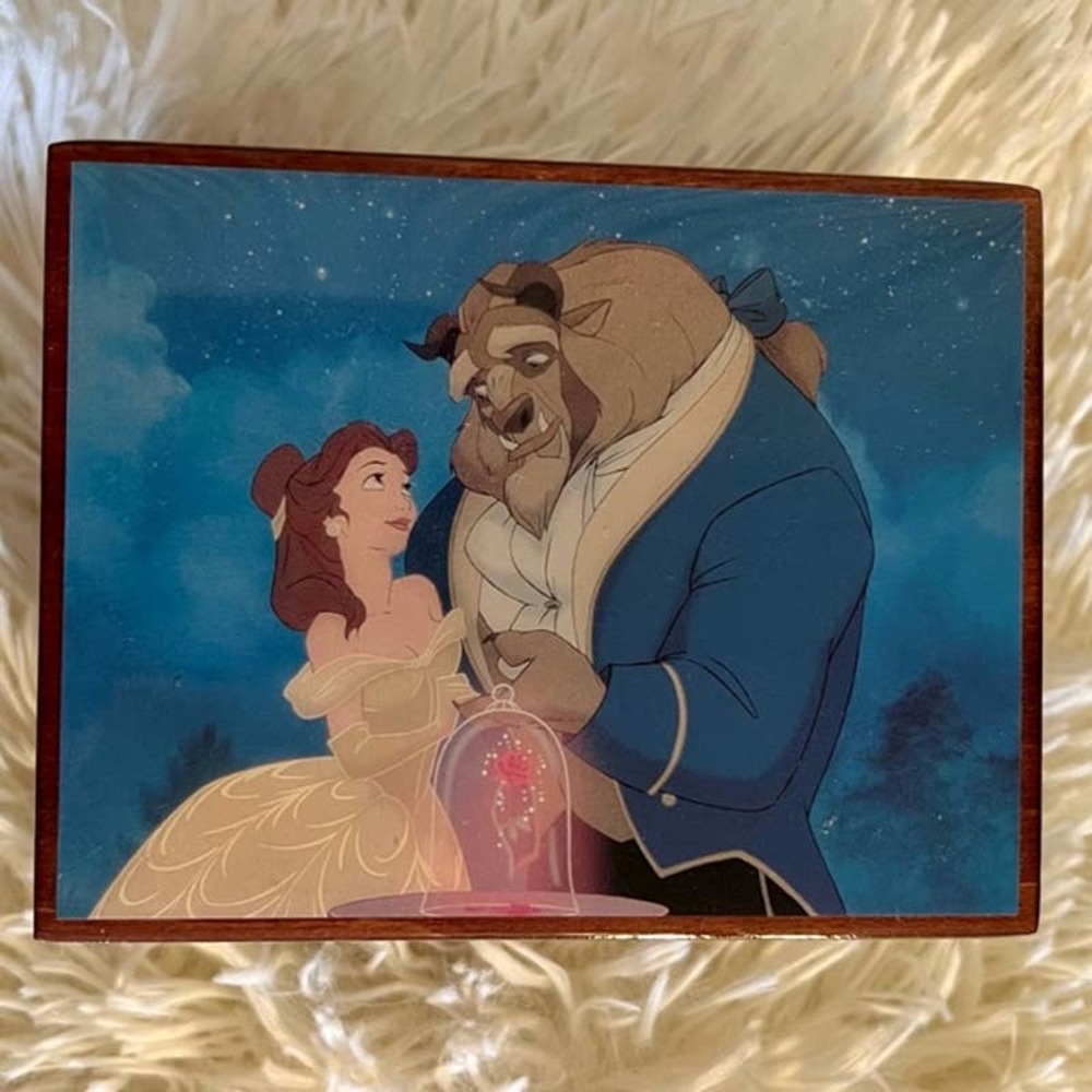 Vintage Disney Beauty & The Beast Wooden Music Box